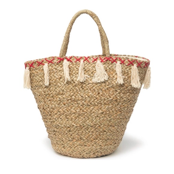 Pink Haley straw beige  tote beach bag - Picture 4 of 7